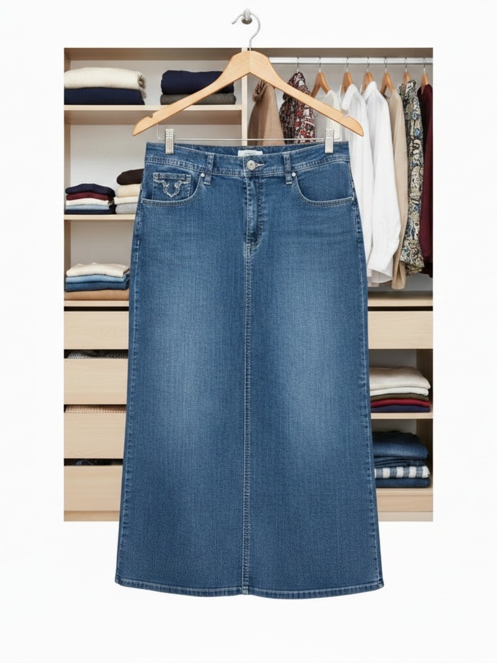 Chico's Blue Denim Maxi Skirt